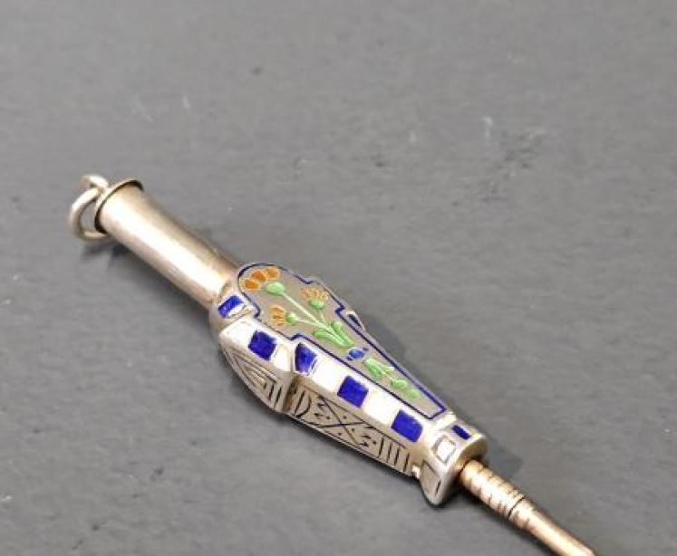 Silver, Enamel and Gold Propelling Pencil  - Image 2