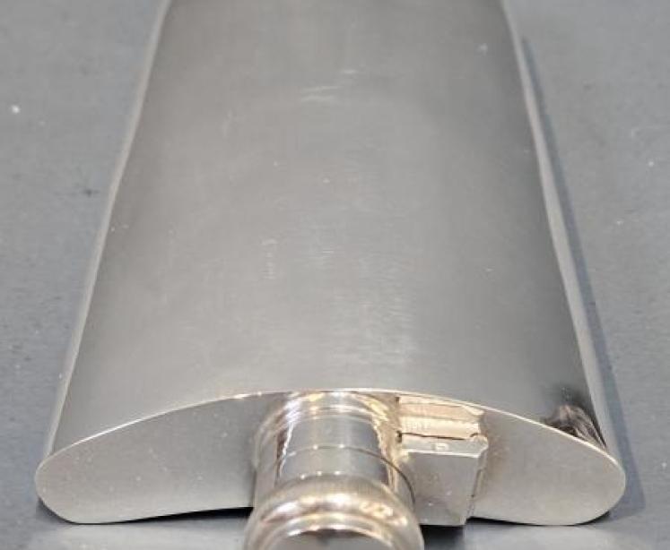 Immaculate Edwardian Silver Double Sized Hip Flask  - Image 3