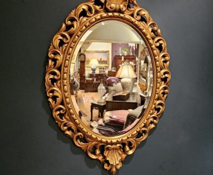 Victorian Timber Gilt Oval Mirror - Image 1