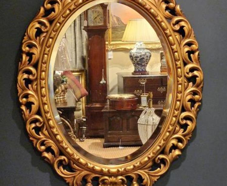 Victorian Timber Gilt Oval Mirror - Image 2