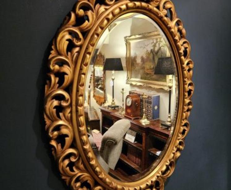 Victorian Timber Gilt Oval Mirror - Image 3