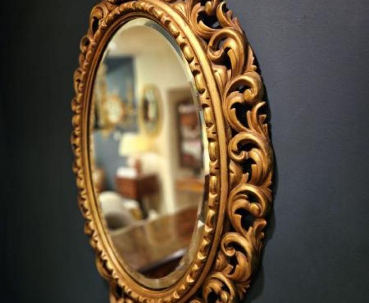 Victorian Timber Gilt Oval Mirror - Image 5
