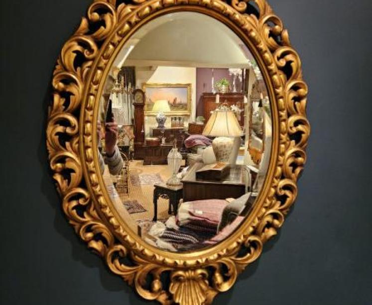 Victorian Timber Gilt Oval Mirror - Image 7