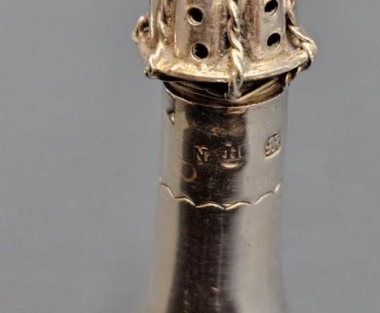 Pair of silver Victorian Champagne Bottle Peppers - Image 2