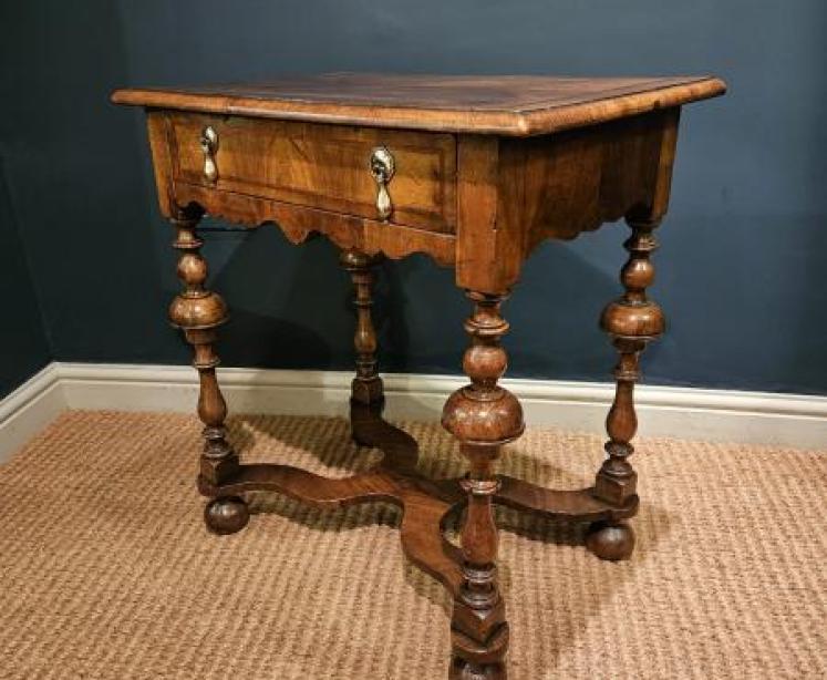 William & Mary Style Walnut Side Table - Image 6