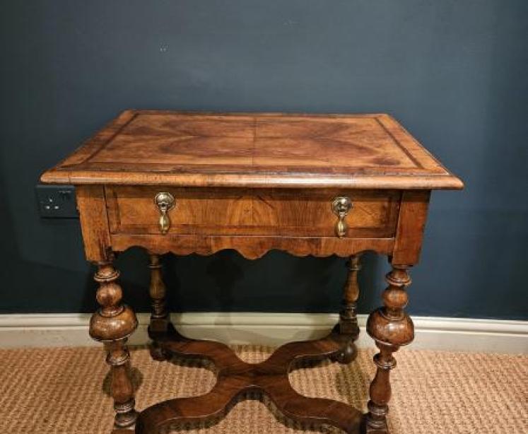 William & Mary Style Walnut Side Table - Image 7