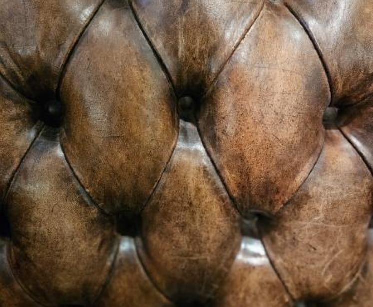 Superb 1920's Brown Hide Wing Back Arm Chair - Image 7