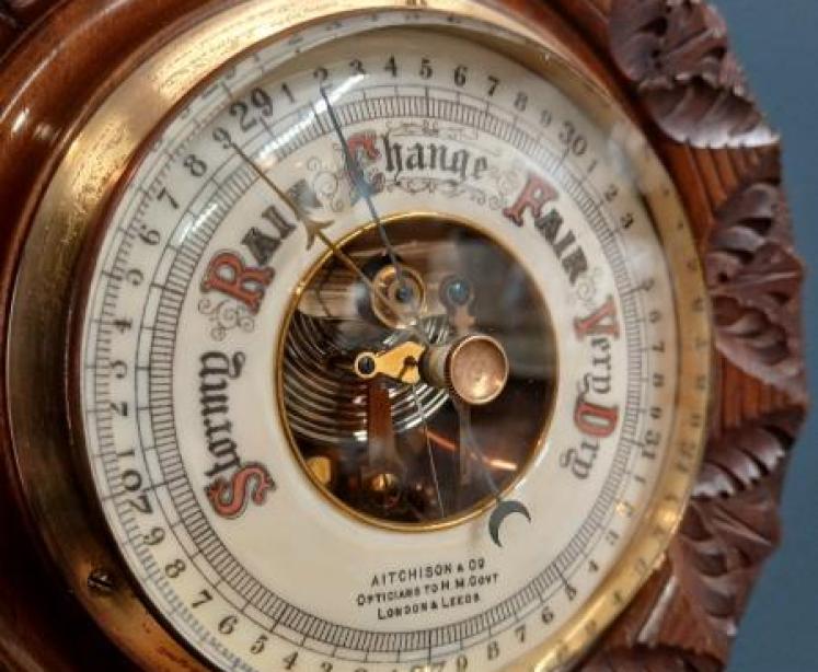 Victorian Walnut Aitchinson of London Aneroid Barometer - Image 2