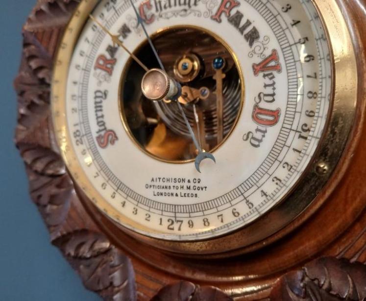Victorian Walnut Aitchinson of London Aneroid Barometer - Image 3
