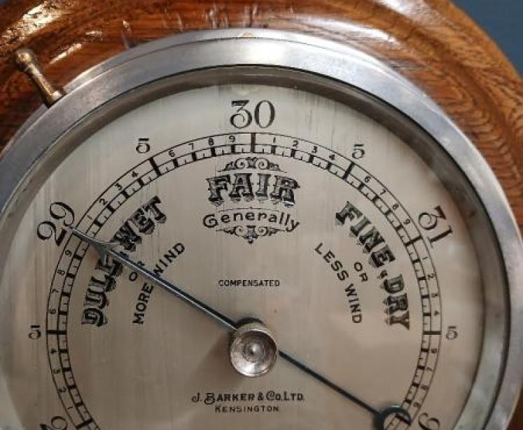 Edwardian Golden Oak Ship's Barometer - Image 2