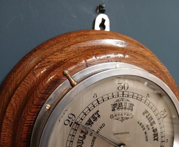 Edwardian Golden Oak Ship's Barometer - Image 3