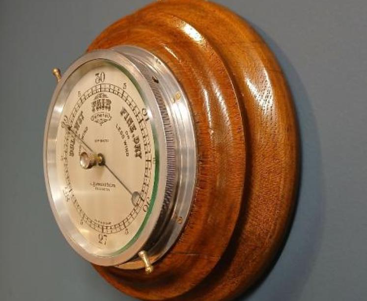 Edwardian Golden Oak Ship's Barometer - Image 5