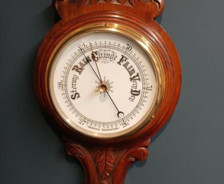 Victorian Solid Walnut Banjo Barometer - Image 2