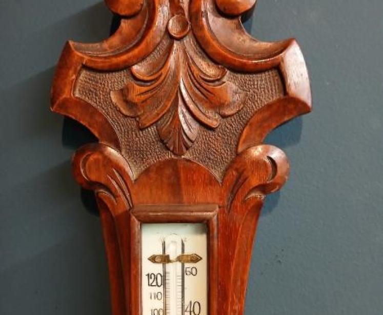 Victorian Solid Walnut Banjo Barometer - Image 3