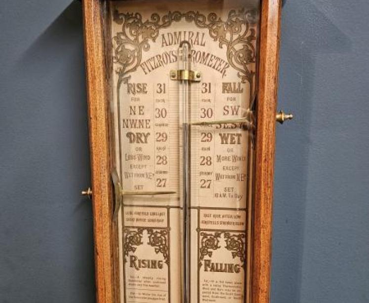 Victorian Oak Cased Admiral Fitzroy Barometer - Image 3
