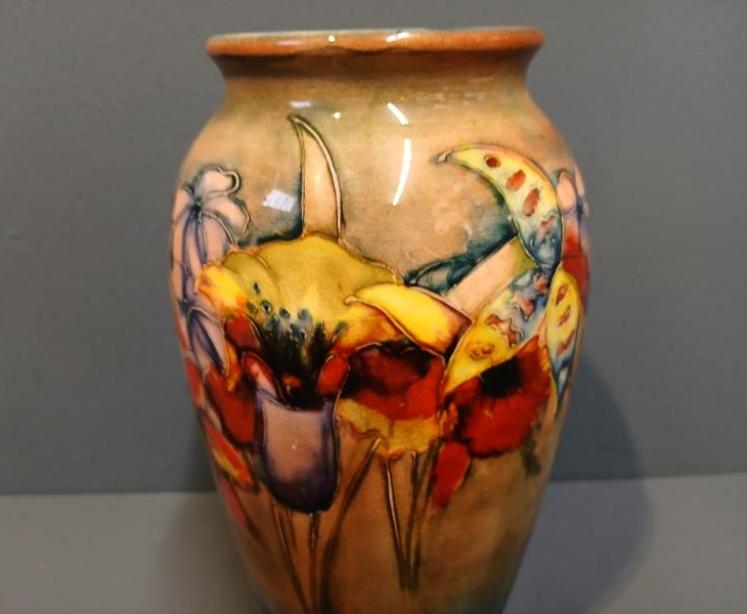 Moorcroft Slipper Orchid Flambe Glazed Vase - Image 2