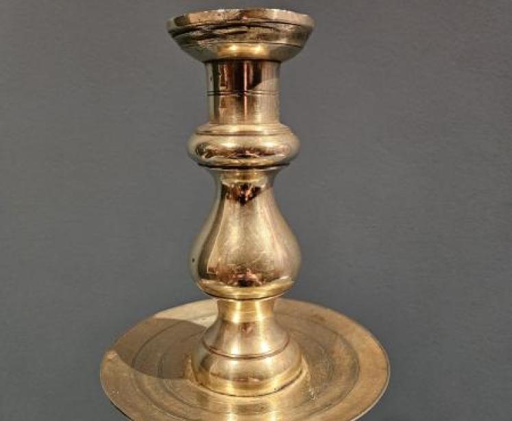 Pair of Large Early Victorian Brass Church Candlesticks - Image 3