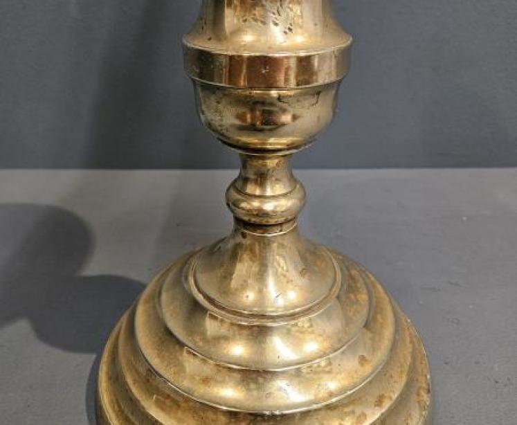 Pair of Large Early Victorian Brass Church Candlesticks - Image 4