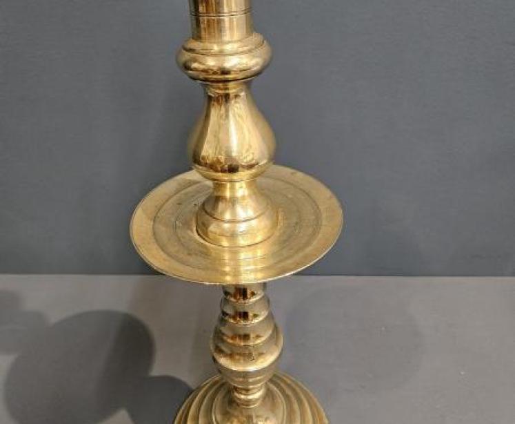 Pair of Large Early Victorian Brass Church Candlesticks - Image 6