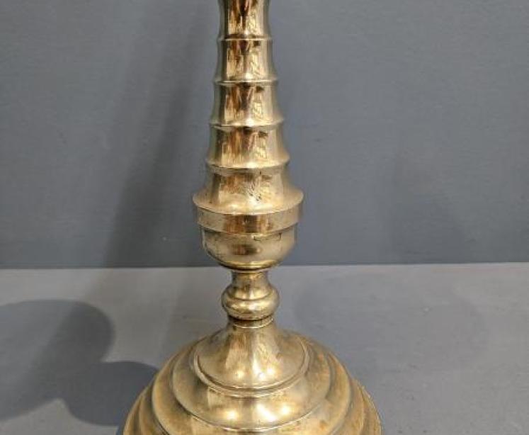 Pair of Large Early Victorian Brass Church Candlesticks - Image 7