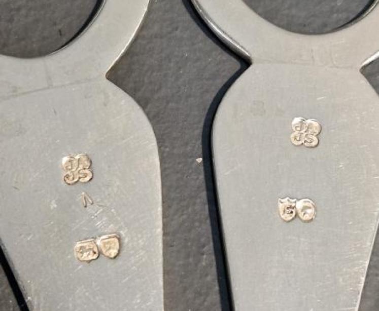 Victorian Engraved Silver Grape Scissors  - Image 5