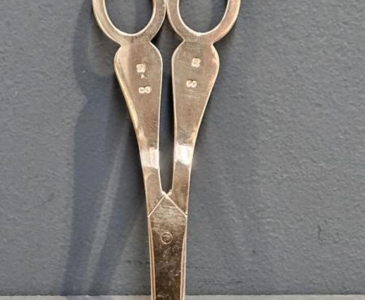 Victorian Engraved Silver Grape Scissors  - Image 7