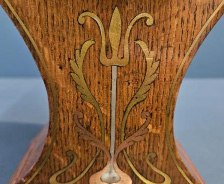 Brass Inlaid Art Nouveau Mantel Clock - Image 6