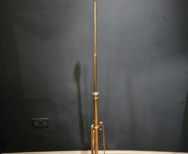 Edwardian Brass Rise and Fall Lamp Standard - Image 1