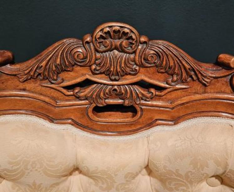Victorian Carved Walnut Frame Open Armchair - Image 4