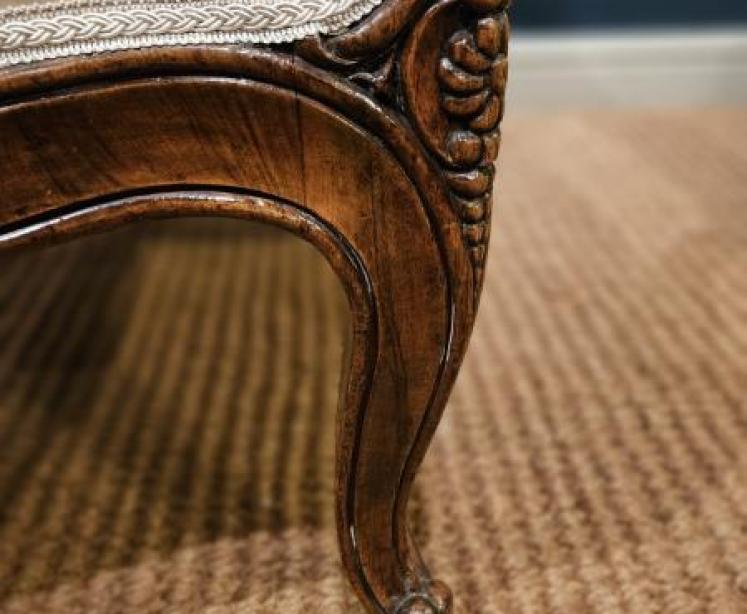 Victorian Carved Walnut Frame Open Armchair - Image 6