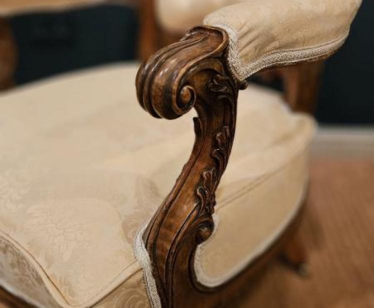 Victorian Carved Walnut Frame Open Armchair - Image 7