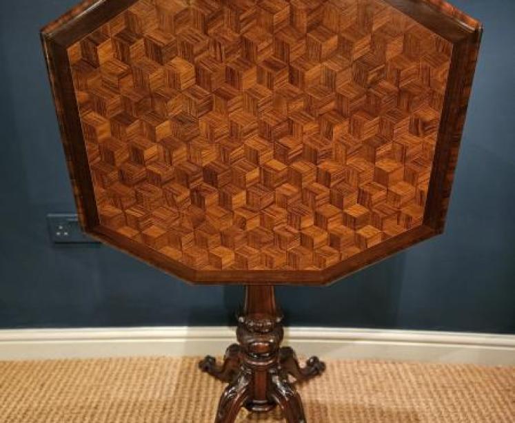 Superb Victorian Parquetry Walnut Snap Top Table - Image 5
