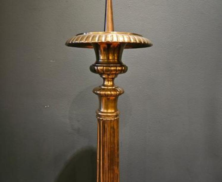 Early Victorian Pair of Floor Standing Brass Pricket Candlesticks - Image 3