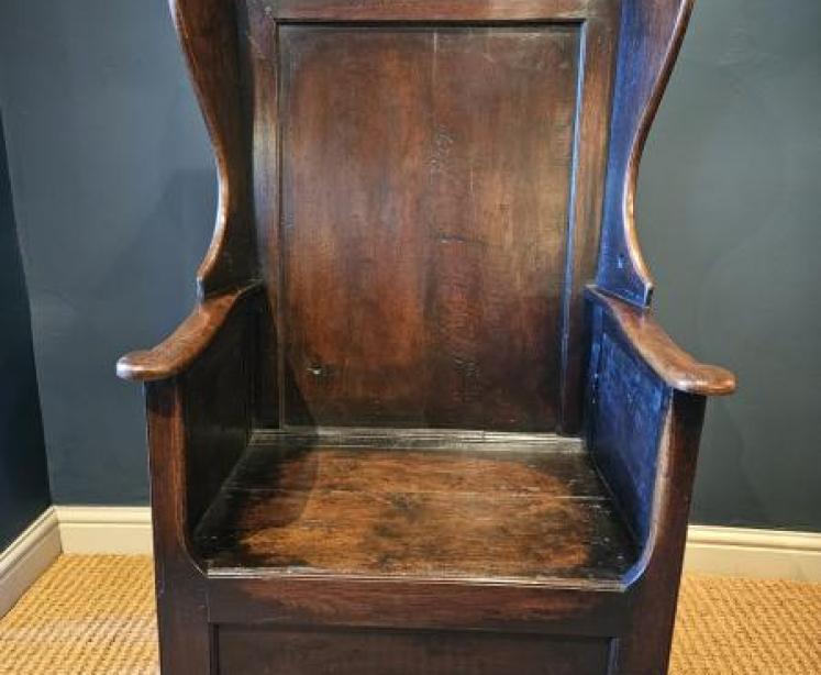 Superb George II Oak Lambing Chair - Image 1