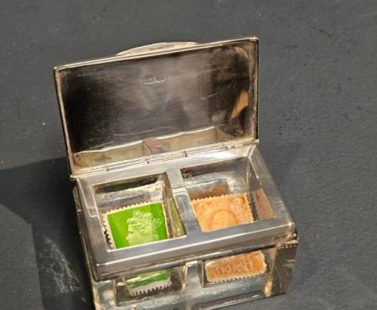 Silver and Crystal Stamp Box - Image 1