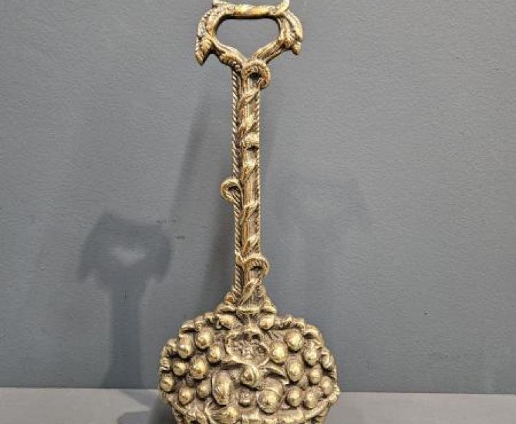 Victorian Brass Flower Basket Door Stop - Image 1