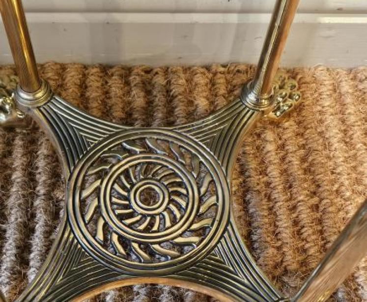 Victorian Brass Marble Topped Lamp or Plant Stand - Image 3