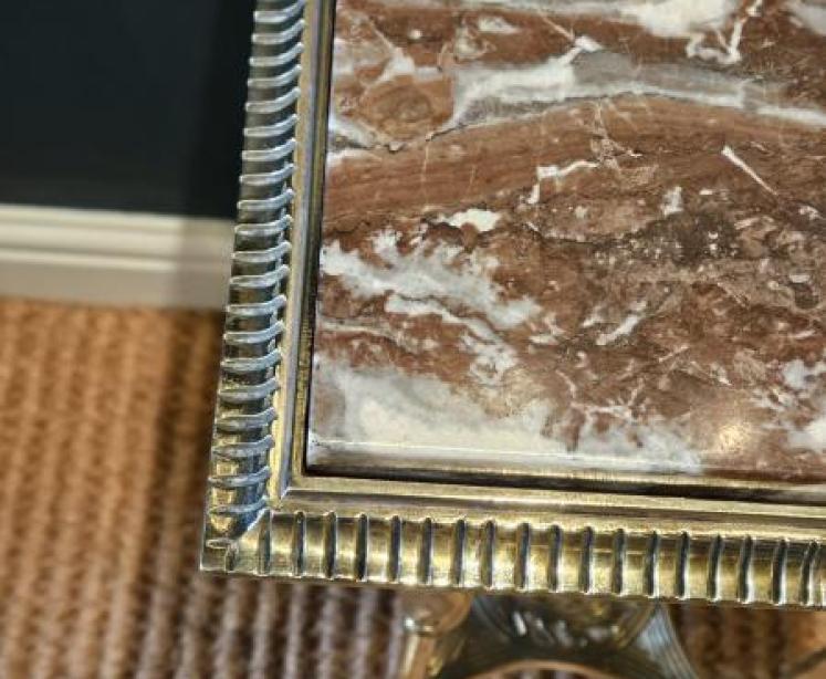 Victorian Brass Marble Topped Lamp or Plant Stand - Image 5