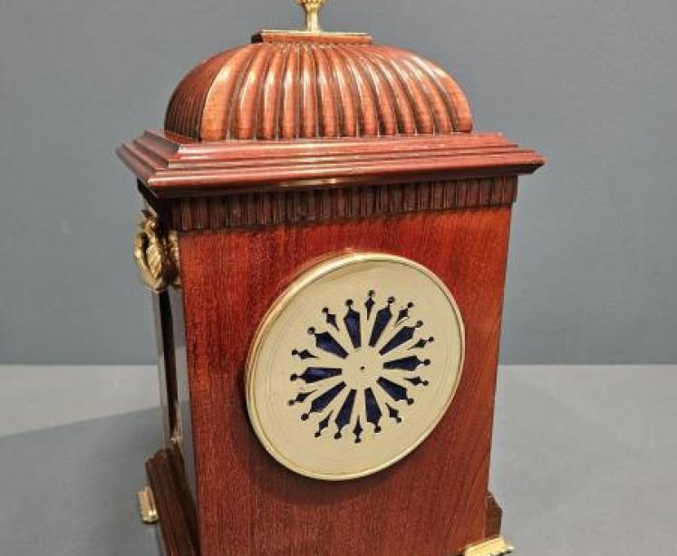 Victorian Brass Inlaid Mahogany Mantel Clock - Image 7