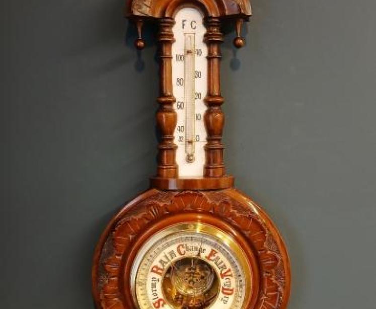 Victorian Walnut Pendant Banjo Barometer - Image 1
