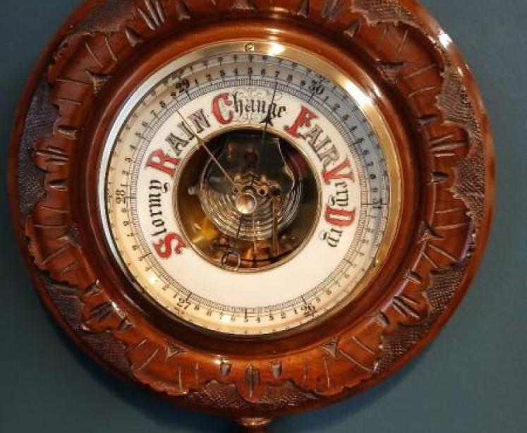 Victorian Walnut Pendant Banjo Barometer - Image 2