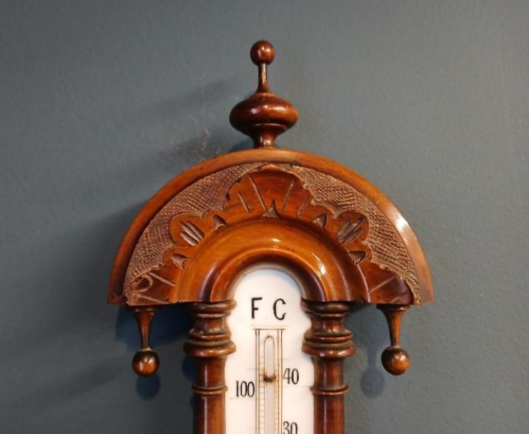 Victorian Walnut Pendant Banjo Barometer - Image 6