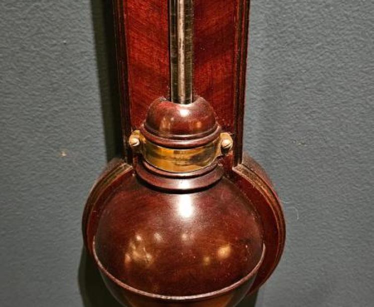 Georgian Mahogany Stick Barometer by H Andrews of Royston - Image 4
