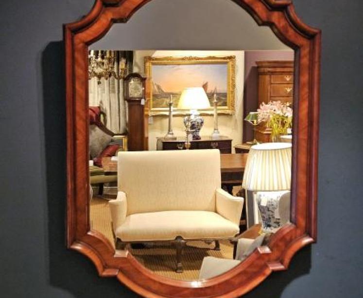 Early Victorian Figured Mahogany Mirror - Image 1