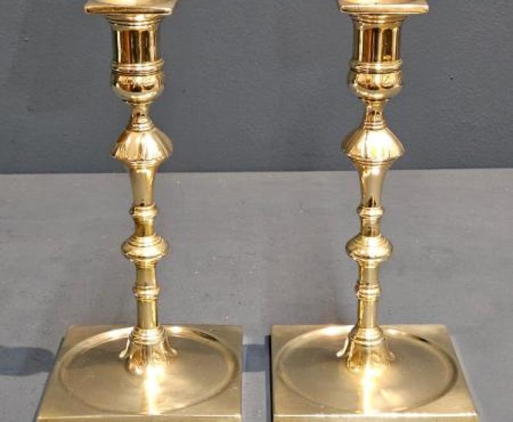 Pair of Late Georgian Brass Candlesticks - Image 1