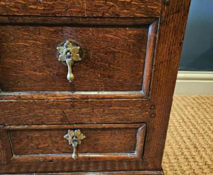 George I Oak Panelled Front Coffer Bach - Image 3