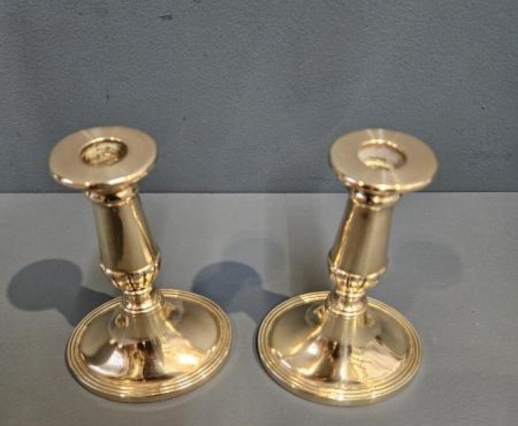 Pair of Regency Bell Metal Candlesticks - Image 2