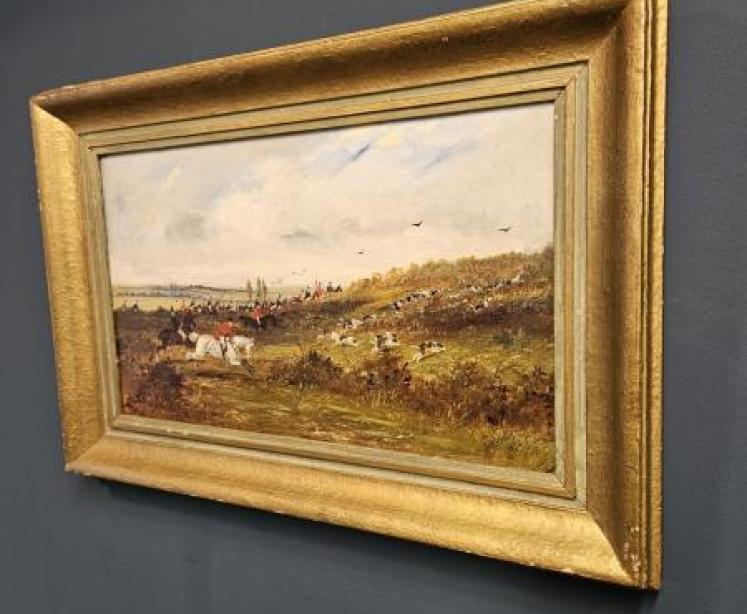 Mid Victorian Hunt Scene Oil on Canvas  - Image 2