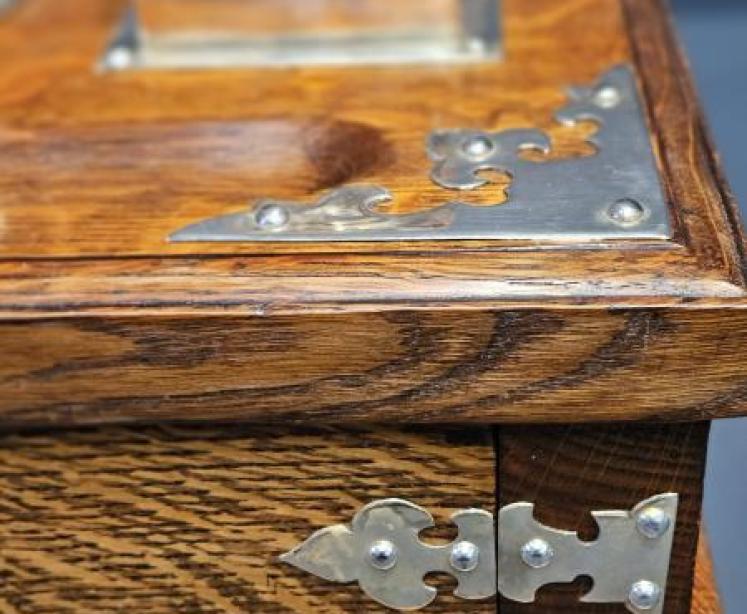 Victorian Oak and Silver Plated Pen & Ink Stand - Image 4