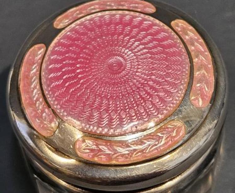 Pair of George V Silver and Enamel Dressing Table Jars - Image 4